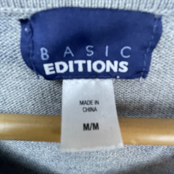 Basic Edition Sweater Womens Medium Gray Purple Floral Long Sleeve Y2K Boho - Picture 2 of 6